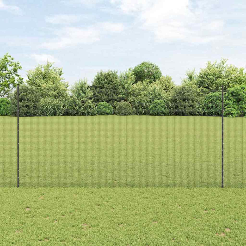 vidaXL Zaun mit Pfosten Grau 1,5 x 25 m Stahl