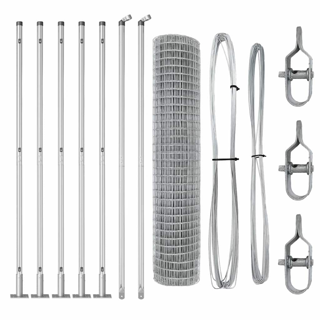 vidaXL Zaun mit Pfosten Silber 1,4 x 10 m Stahl - Image 4