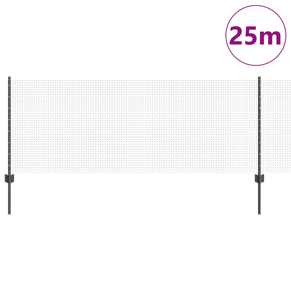 vidaXL Zaun mit Pfosten Grau 0,8 x 25 m Stahl - Image 3