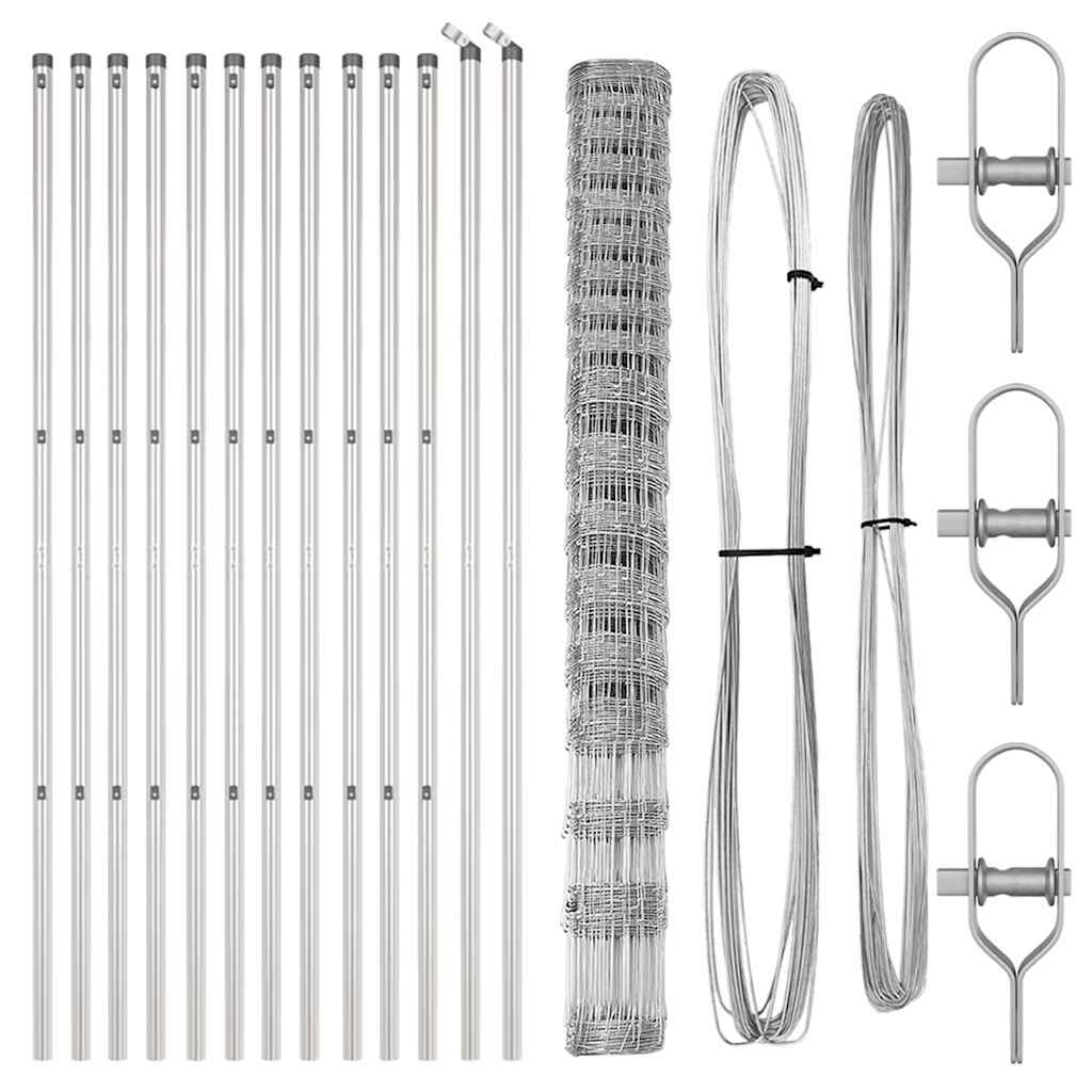 vidaXL Wildzaun Silber 25 x 1,5 m Verzinkter Stahl - Image 4