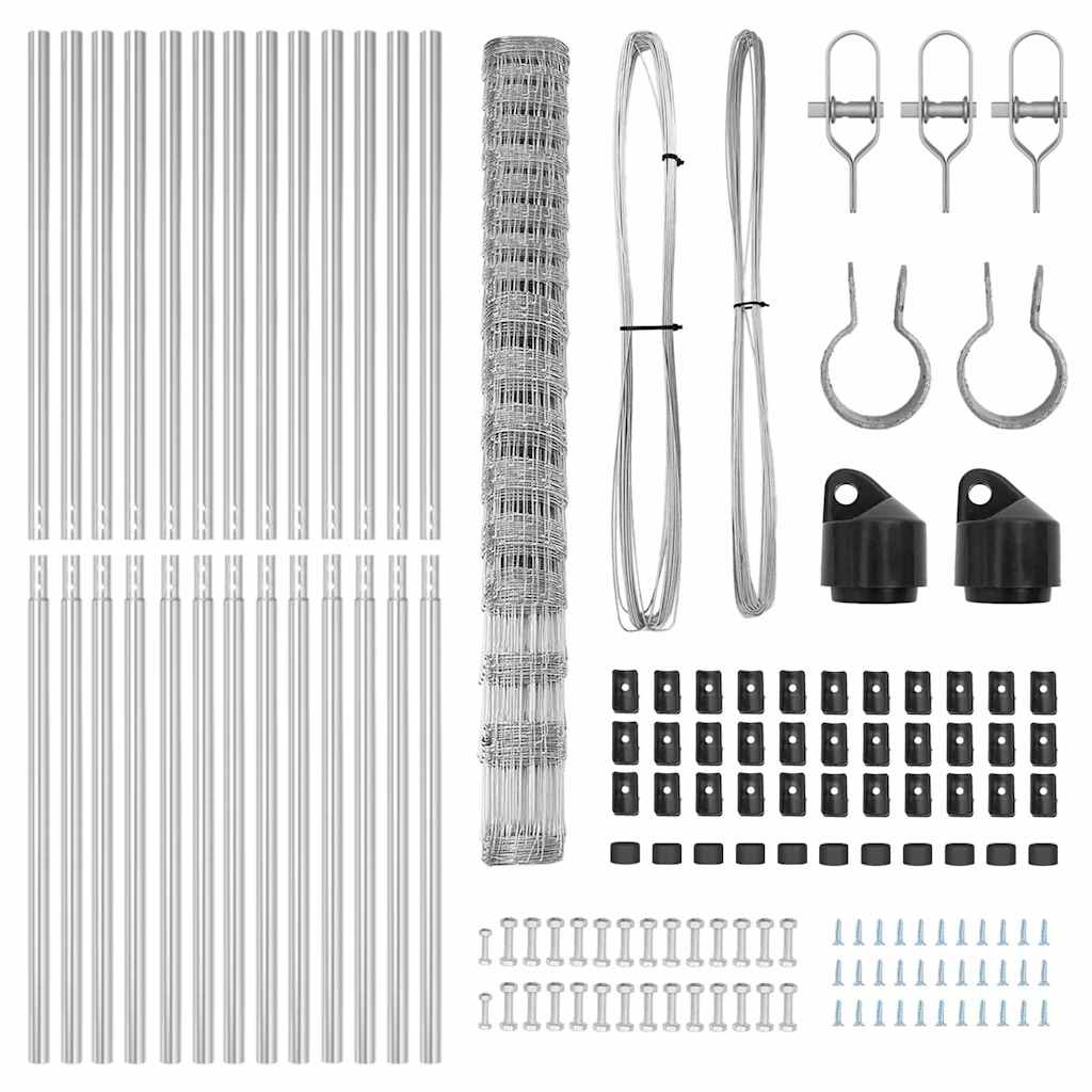 vidaXL Wildzaun Silber 25 x 1,5 m Verzinkter Stahl - Image 5