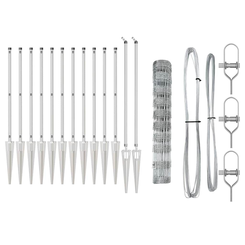 vidaXL Wildzaun Silber 25 x 1 m Verzinkter Stahl - Image 4