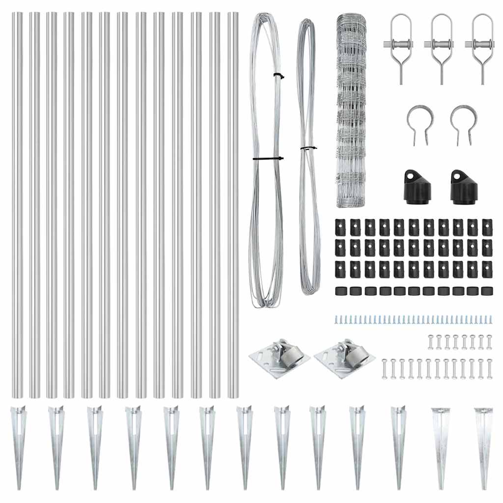 vidaXL Wildzaun Silber 25 x 1 m Verzinkter Stahl - Image 5