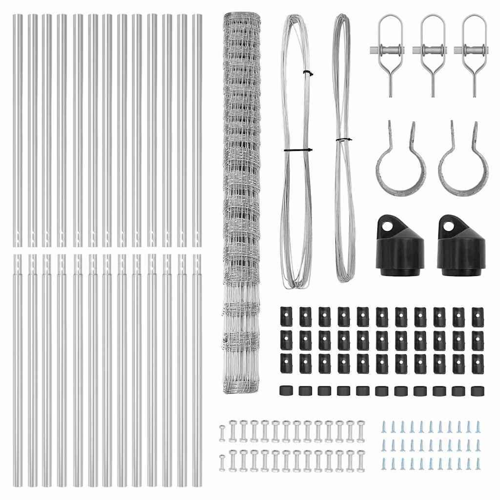 vidaXL Wildzaun Silber 25 x 1 m Verzinkter Stahl - Image 5