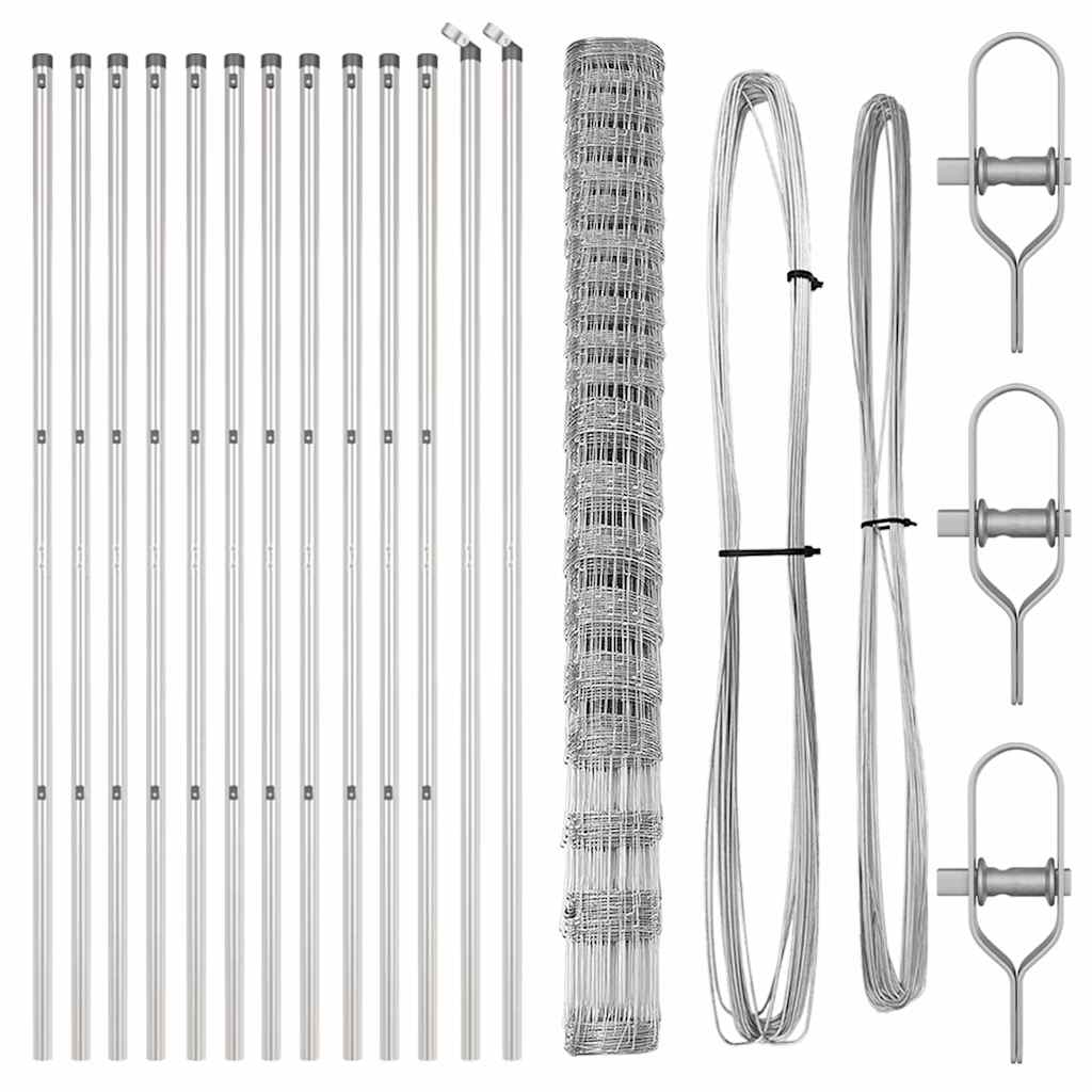 vidaXL Wildzaun Silber 25 x 1 m Verzinkter Stahl - Image 4