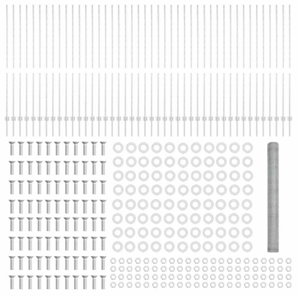 vidaXL Zaun mit Pfosten Silber 1,5 x 100 m Stahl - Image 5