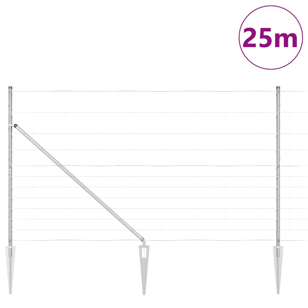 vidaXL Wildzaun Silber 25 x 1,4 m Verzinkter Stahl - Image 3