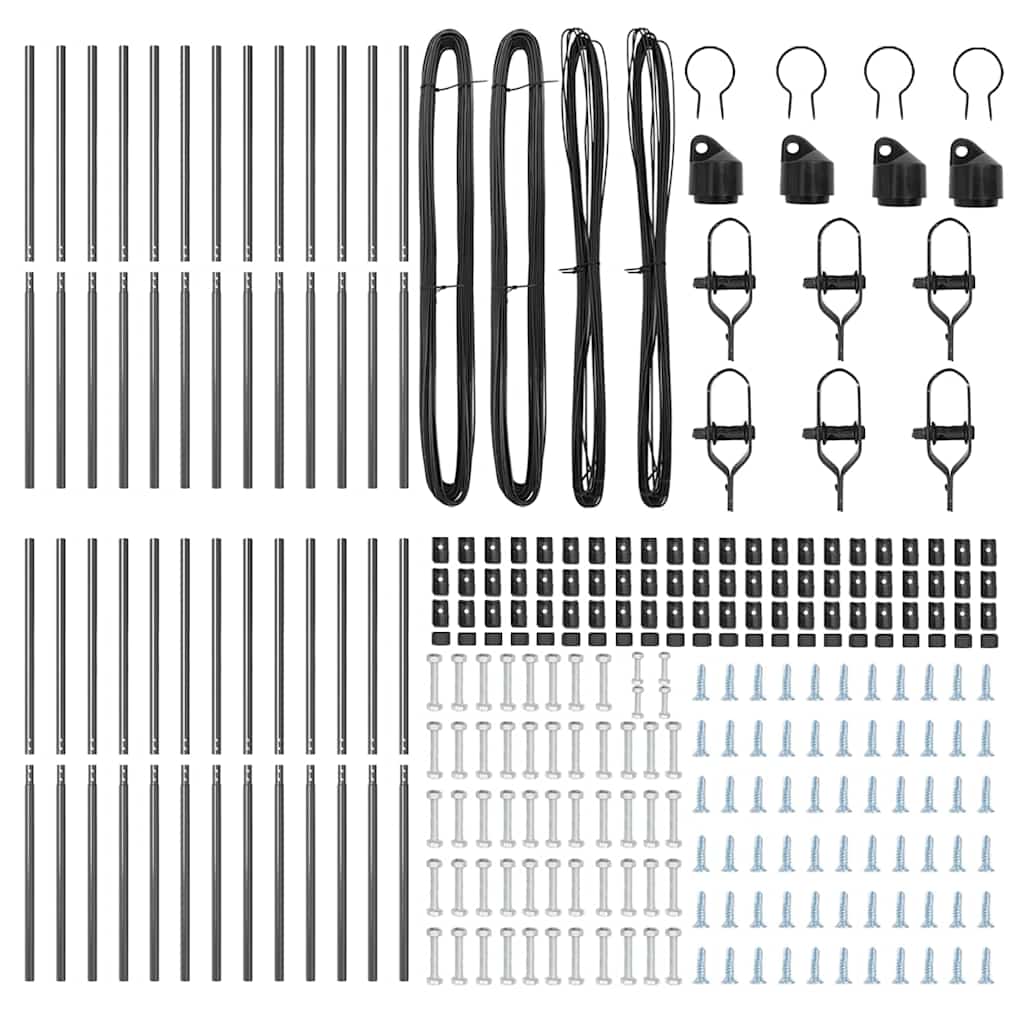vidaXL Zaunpfosten Sonstiges 26 pcs Grau 3,2 x 3,2 x 190 cm Stahl - Image 4