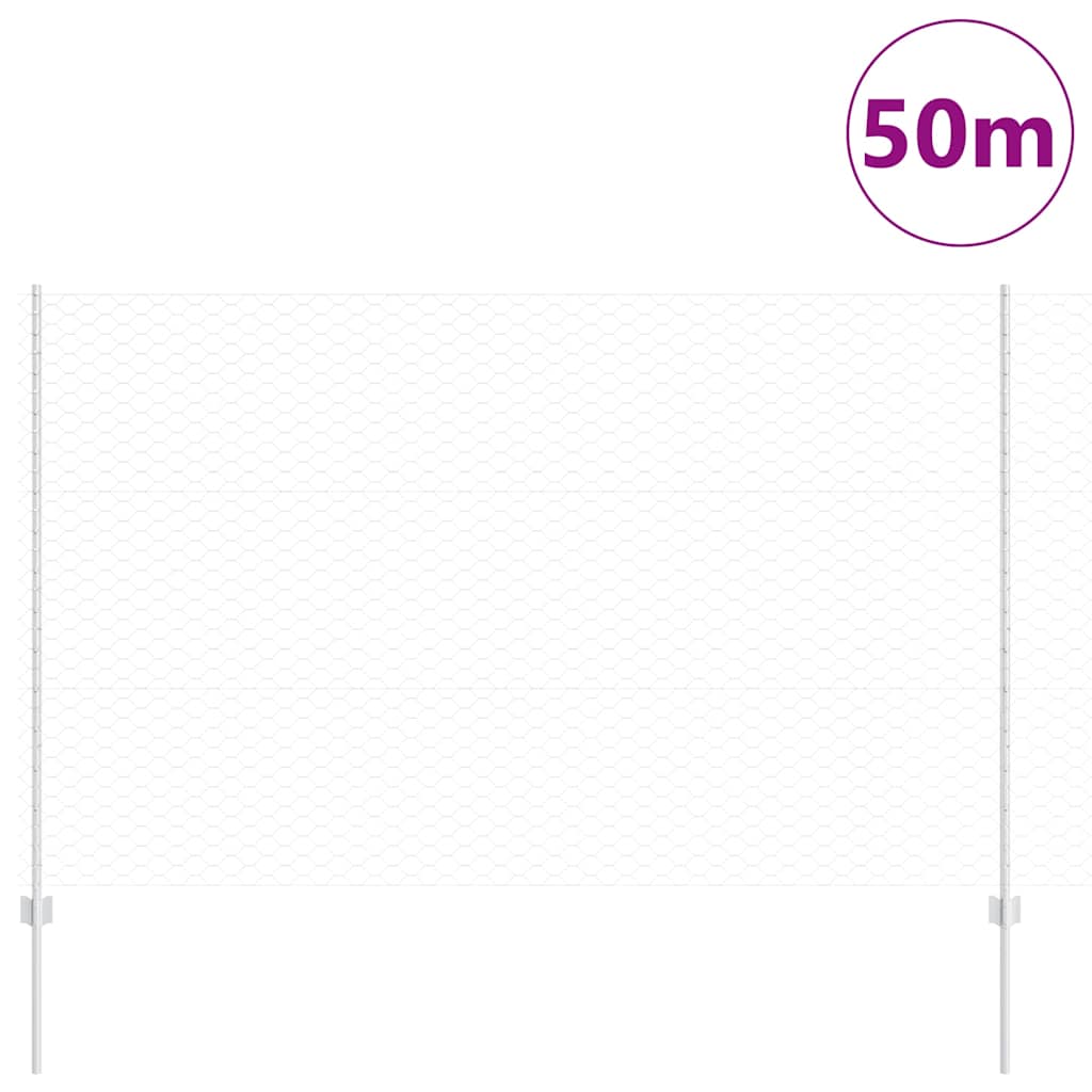 vidaXL Zaun mit Pfosten Silber 1,5 x 50 m Stahl - Image 3