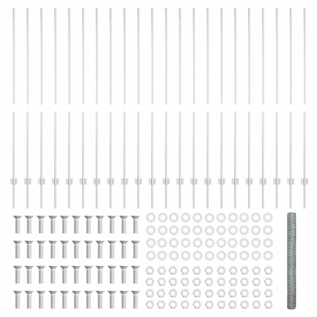 vidaXL Zaun mit Pfosten Silber 1,5 x 50 m Stahl - Image 5
