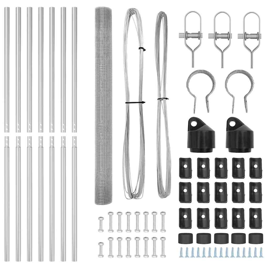 vidaXL Zaun mit Pfosten Silber 1,6 x 10 m Stahl - Image 5