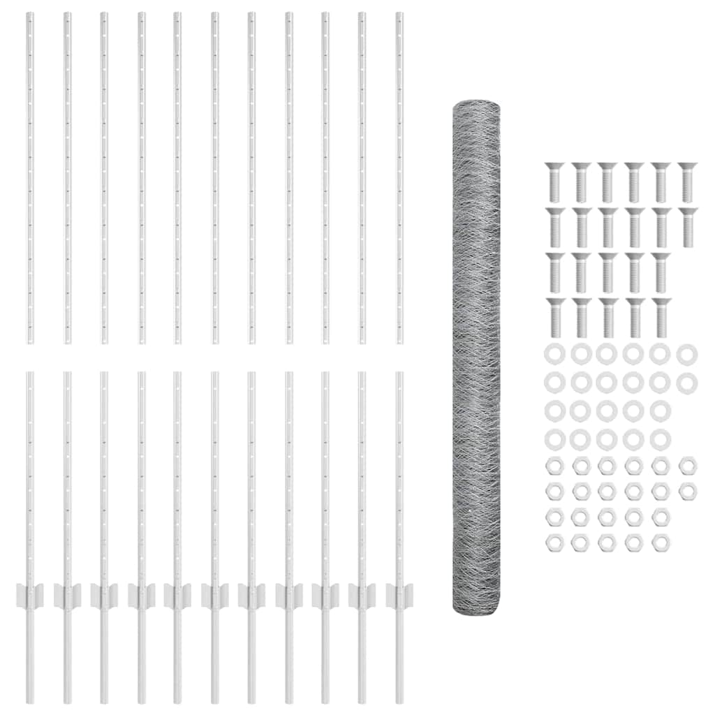 vidaXL Zaun mit Pfosten Silber 1,4 x 25 m Stahl - Image 3