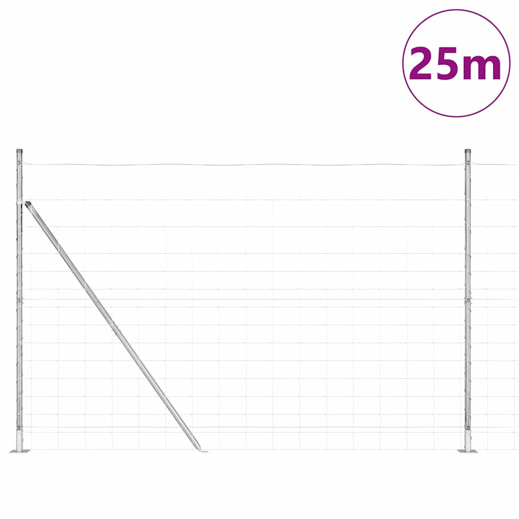 vidaXL Wildzaun Silber 25 x 1,6 m Verzinkter Stahl - Image 3