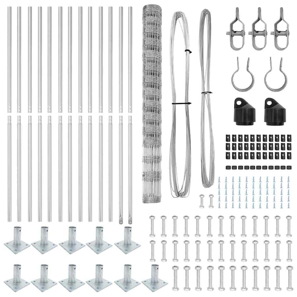 vidaXL Wildzaun Silber 25 x 1,6 m Verzinkter Stahl - Image 5