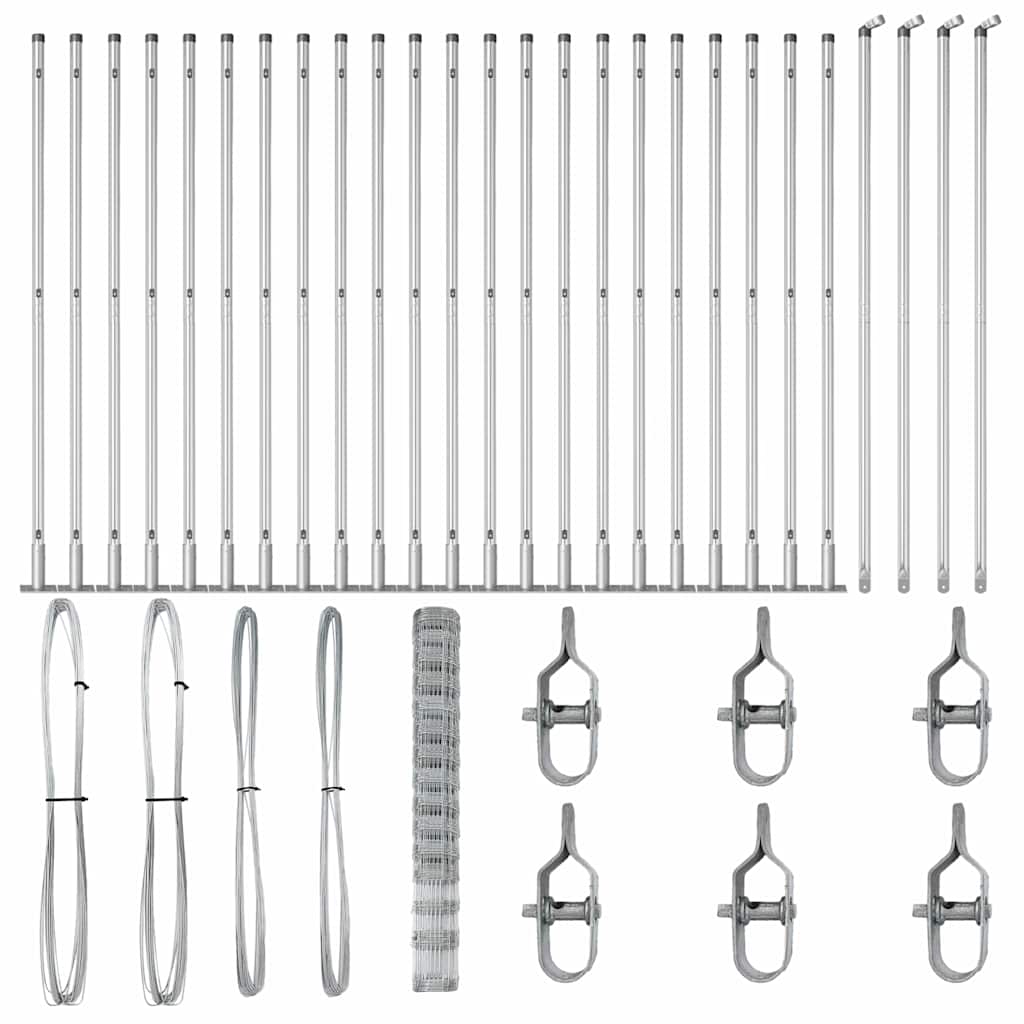 vidaXL Wildzaun Silber 50 x 1,6 m Verzinkter Stahl - Image 4