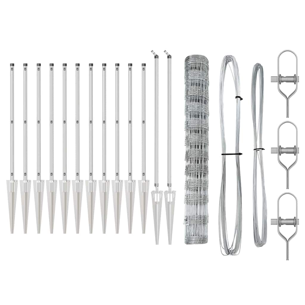 vidaXL Wildzaun Silber 50 x 1,2 m Verzinkter Stahl - Image 4