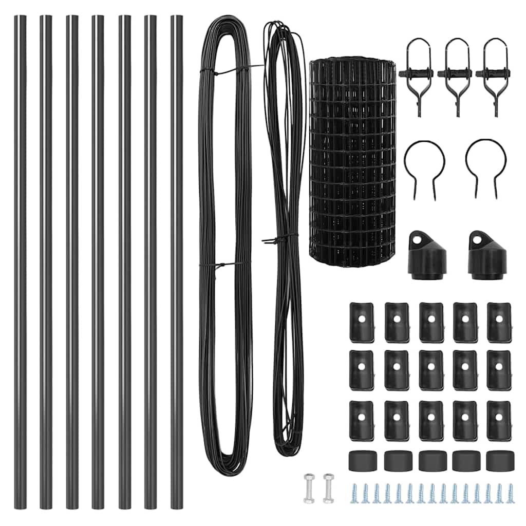 vidaXL Zaun mit Pfosten Grau 0,4 x 25 m Stahl - Image 5