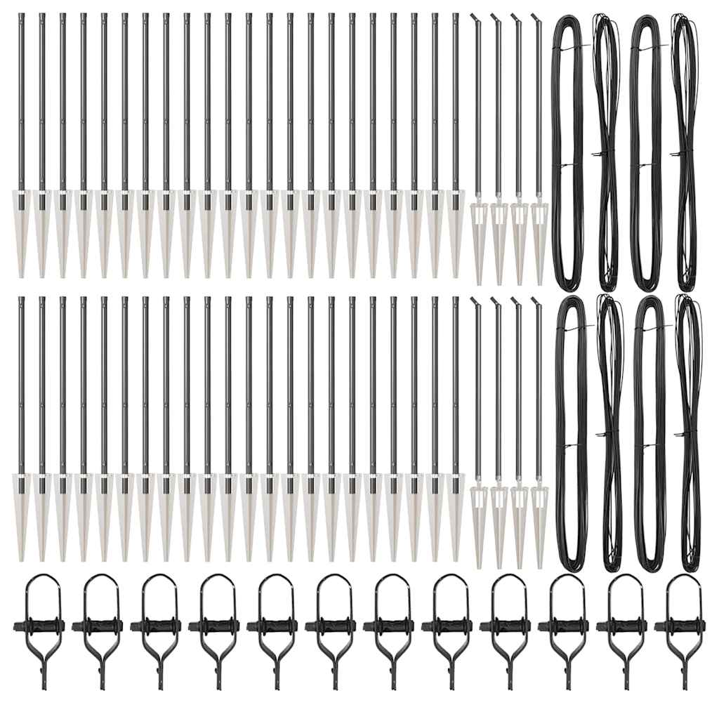 vidaXL Zaunpfosten Sonstiges 52 pcs Grau 3,2 x 3,2 x 80 cm Stahl - Image 3