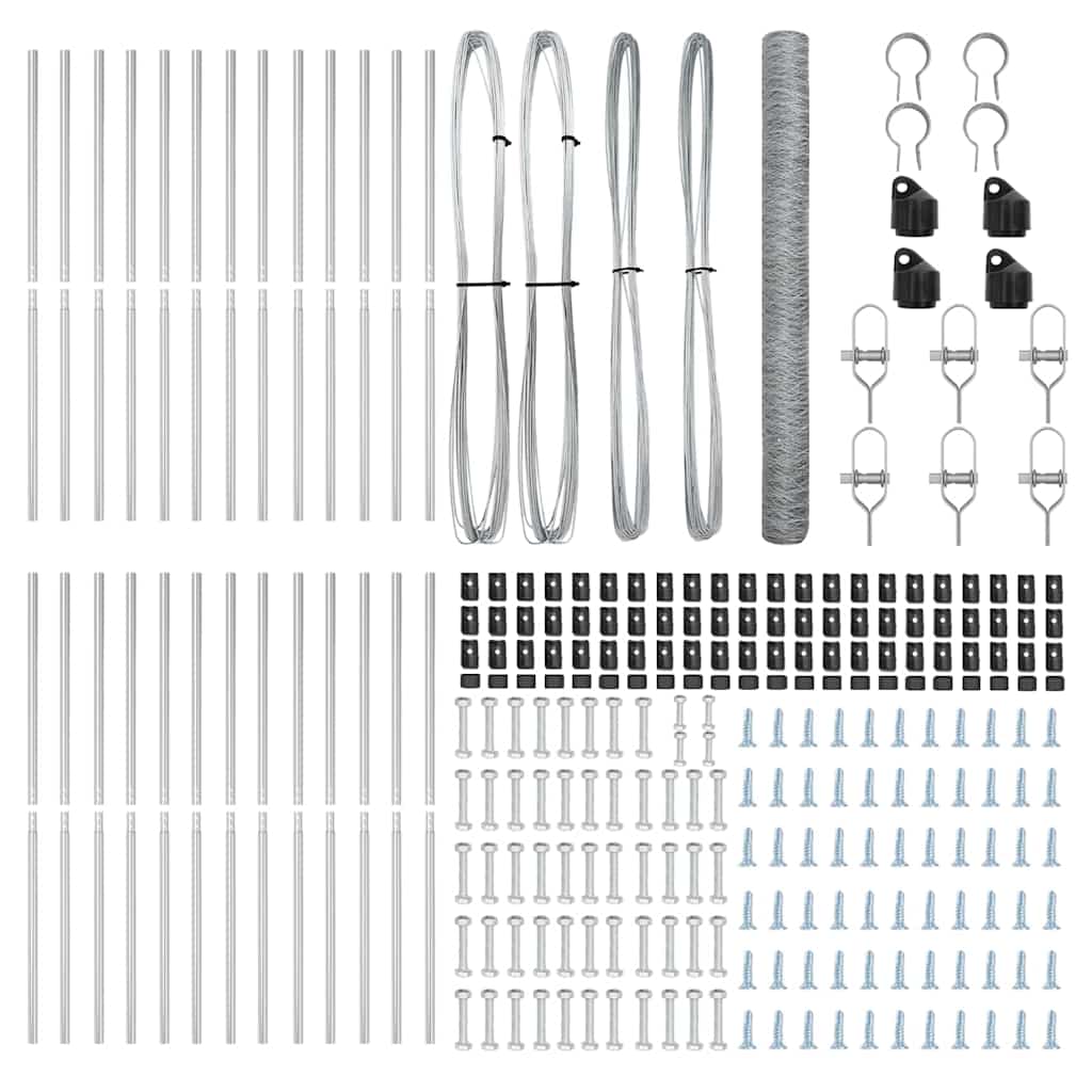 vidaXL Zaun mit Pfosten Silber 1,5 x 50 m PVC-beschichteter Stahl - Image 4