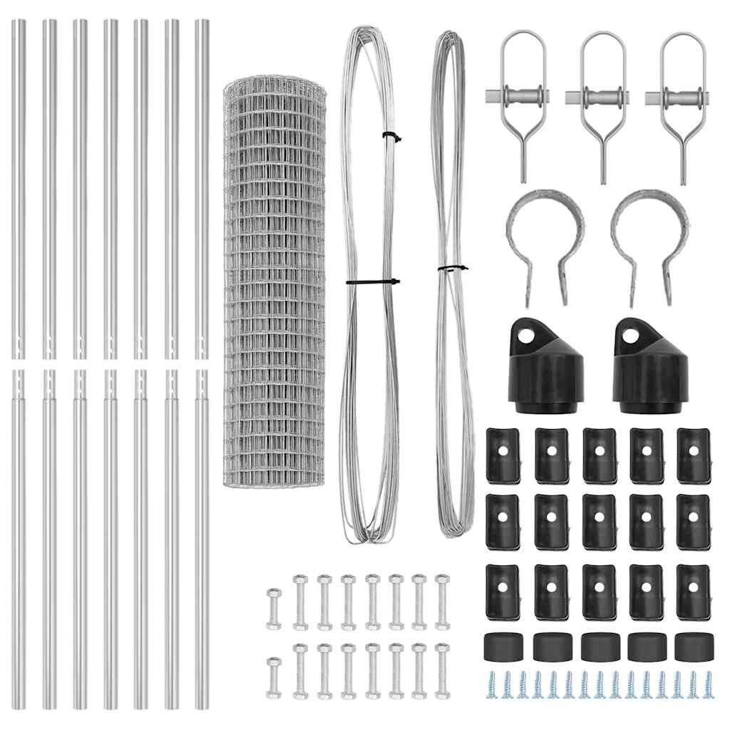vidaXL Zaun mit Pfosten Silber 1,4 x 10 m Stahl - Image 5