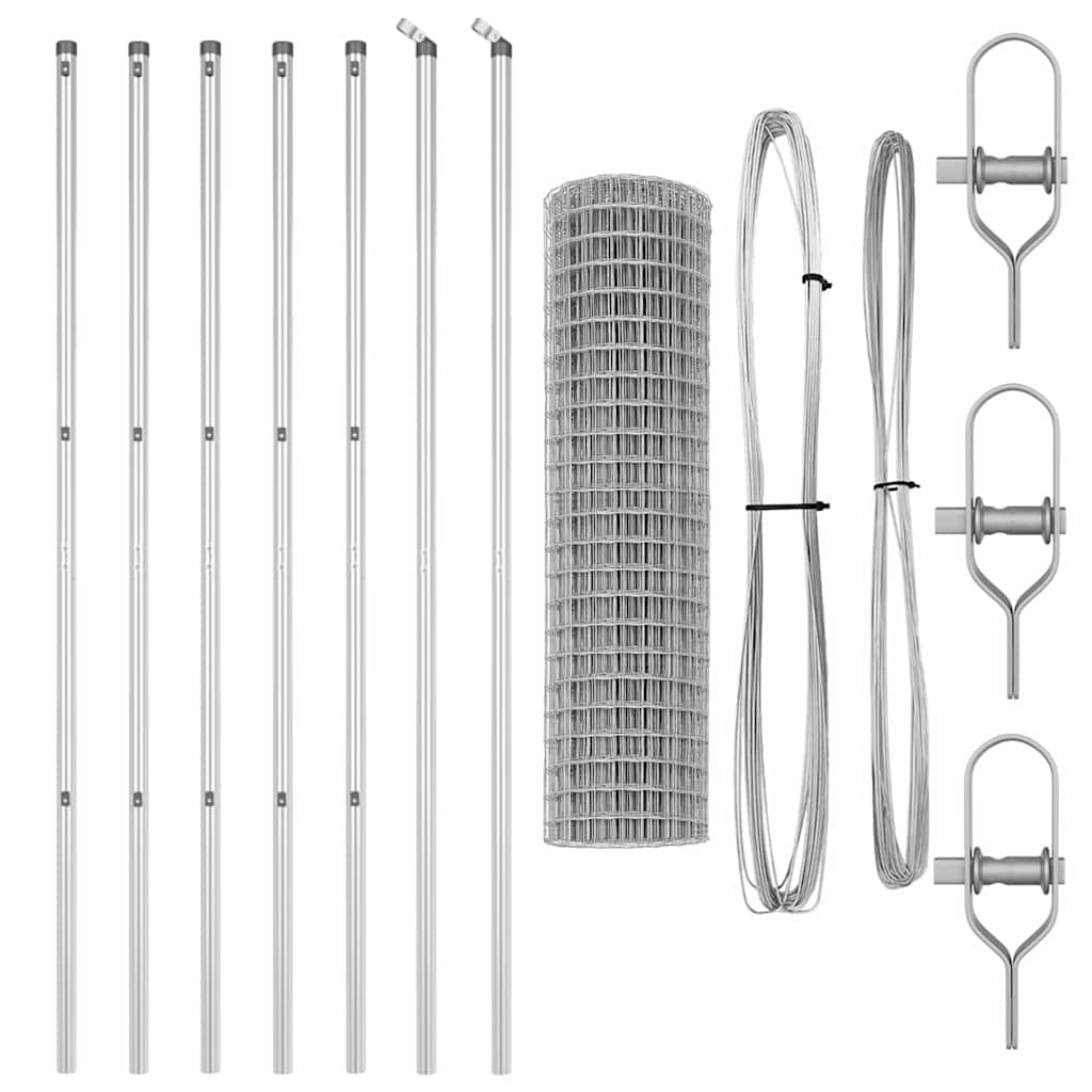 vidaXL Zaun mit Pfosten Silber 1,4 x 10 m Stahl - Image 4