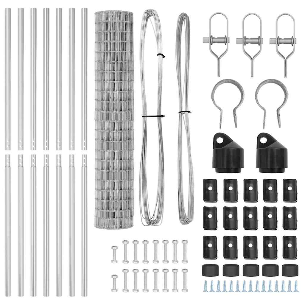 vidaXL Zaun mit Pfosten Silber 1,6 x 10 m Stahl - Image 5