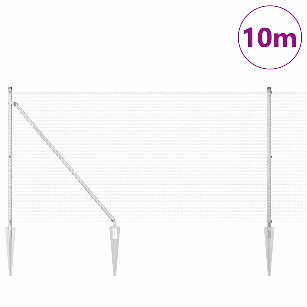 vidaXL Zaun mit Pfosten Silber 1,4 x 10 m Stahl - Image 3