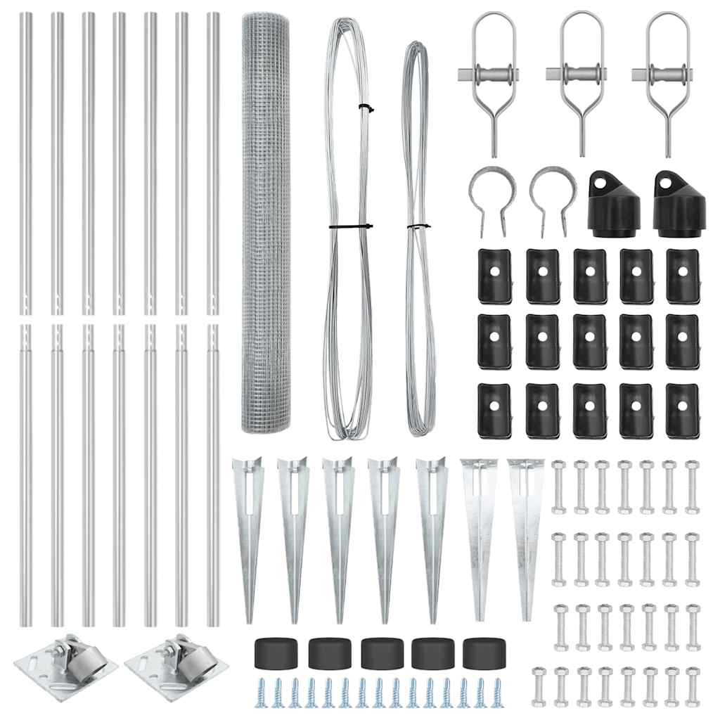 vidaXL Zaun mit Pfosten Silber 1,4 x 10 m Stahl - Image 5