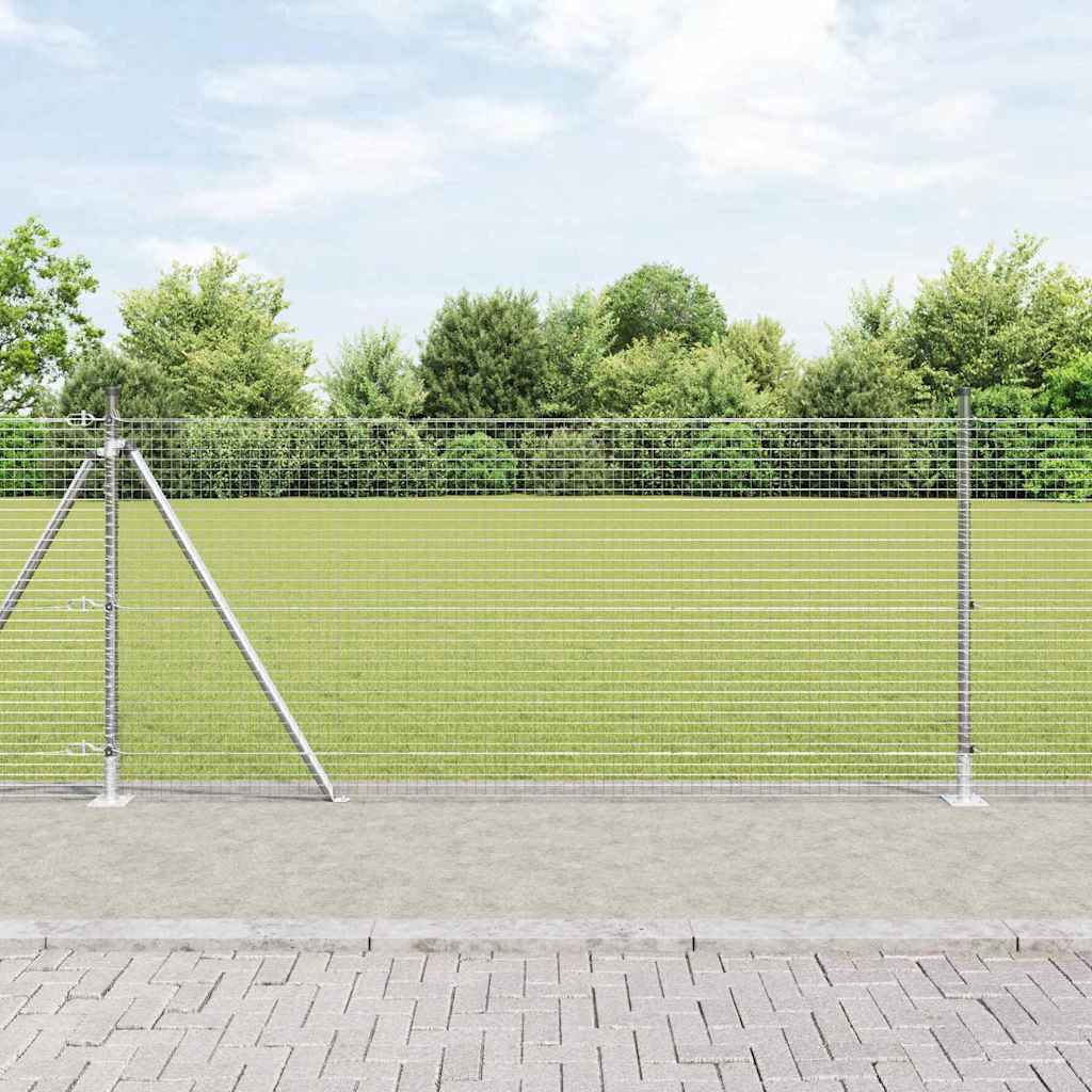vidaXL Zaun mit Pfosten Silber 0,8 x 25 m Stahl