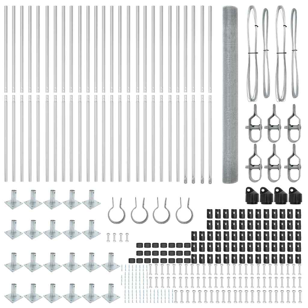 vidaXL Zaun mit Pfosten Silber 1,5 x 50 m Stahl - Image 4