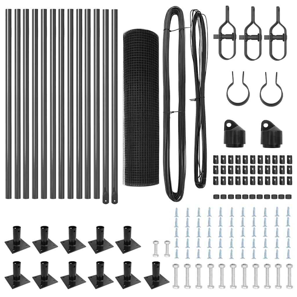 vidaXL Zaun mit Pfosten Grau 0,5 x 25 m Stahl - Image 4