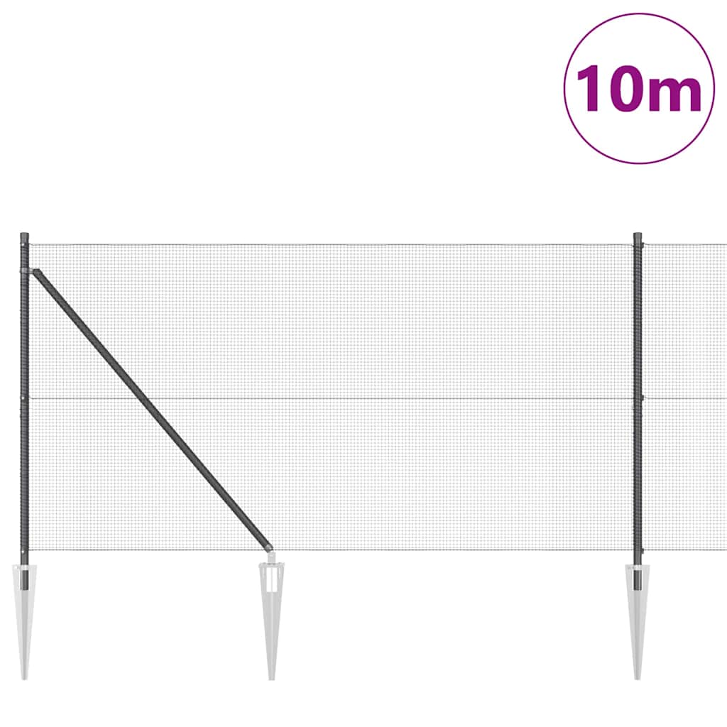 vidaXL Zaun mit Pfosten Grau 1 x 10 m Stahl - Image 3