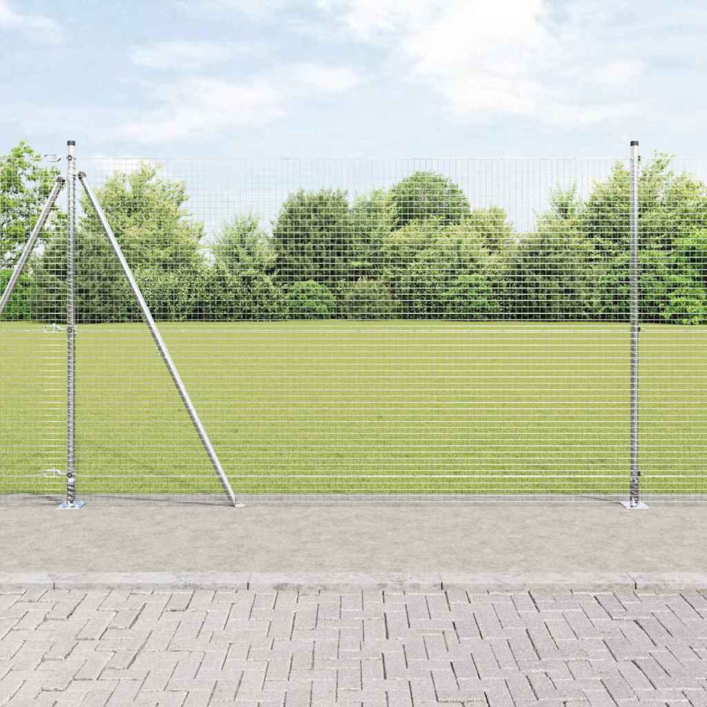 vidaXL Zaun mit Pfosten Silber 1,5 x 25 m Stahl