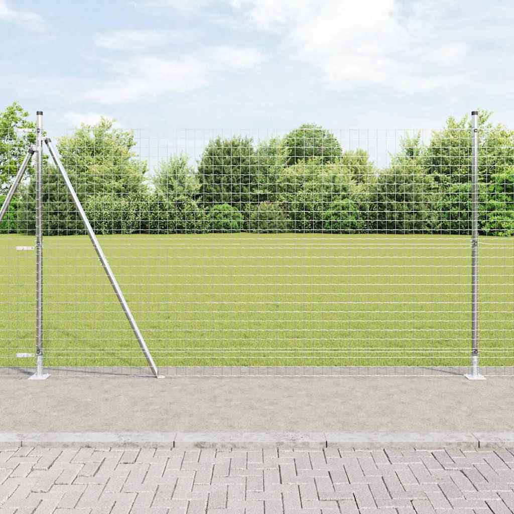 vidaXL Zaun mit Pfosten Silber 1,6 x 10 m Stahl