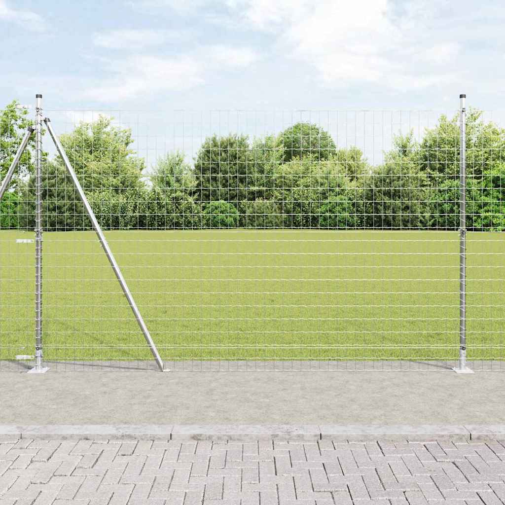 vidaXL Zaun mit Pfosten Silber 1,4 x 10 m Stahl