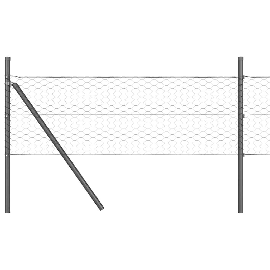 vidaXL Zaun mit Pfosten Grau 0,8 x 25 m PVC-beschichteter Stahl - Image 6
