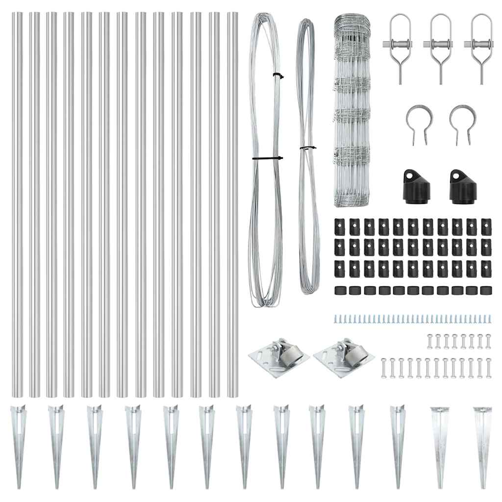 vidaXL Wildzaun Silber 100 x 0,8 m Verzinkter Stahl - Image 5