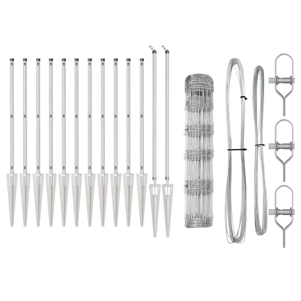 vidaXL Wildzaun Silber 100 x 0,8 m Verzinkter Stahl - Image 4