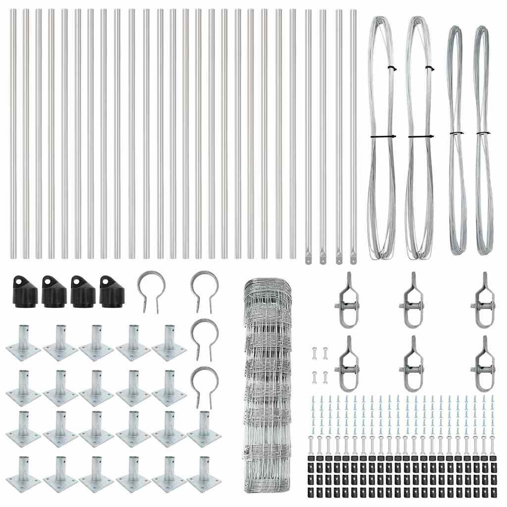 vidaXL Wildzaun Silber 50 x 0,8 m Verzinkter Stahl - Image 5