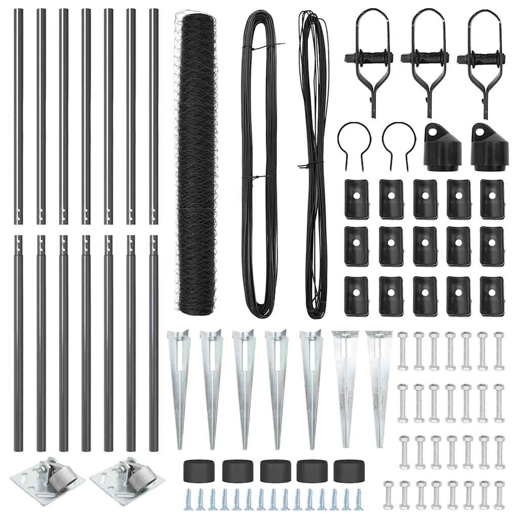 vidaXL Zaun mit Pfosten Grau 1,2 x 10 m PVC-beschichteter Stahl - Image 4