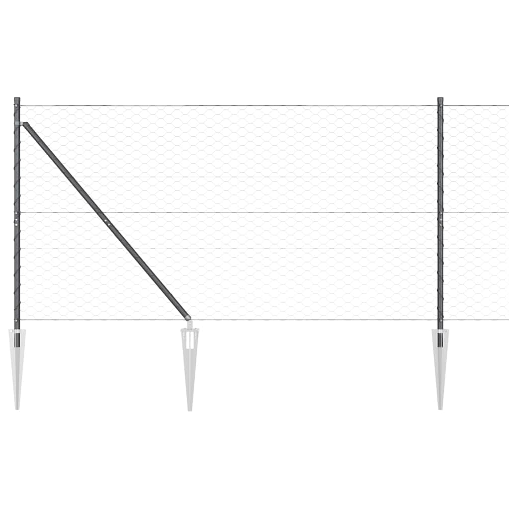 vidaXL Zaun mit Pfosten Grau 1,2 x 10 m PVC-beschichteter Stahl - Image 6