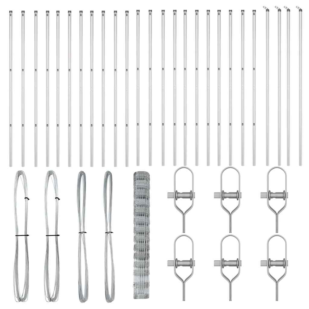 vidaXL Wildzaun Silber 50 x 1,4 m Verzinkter Stahl - Image 4