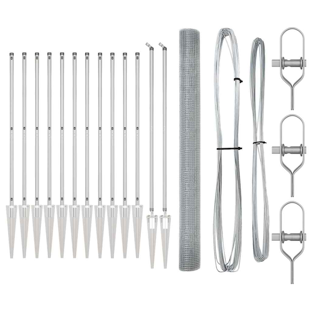 vidaXL Zaun mit Pfosten Silber 1,5 x 50 m Stahl - Image 4