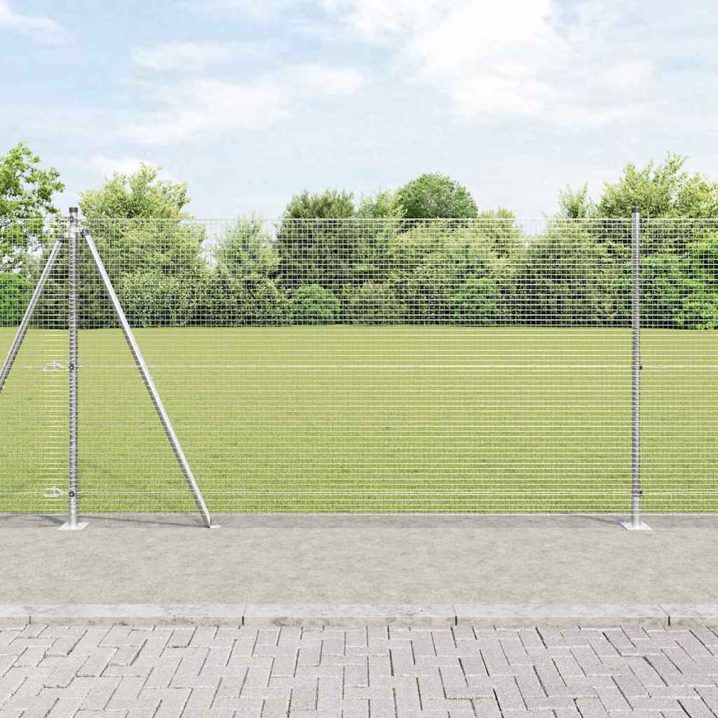 vidaXL Zaun mit Pfosten Silber 1,2 x 10 m Stahl