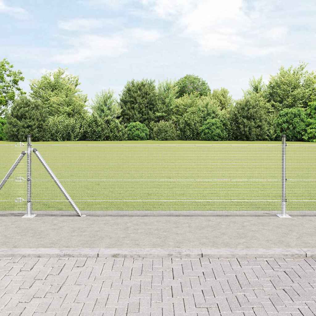 vidaXL Zaun mit Pfosten Silber 0,6 x 100 m Stahl
