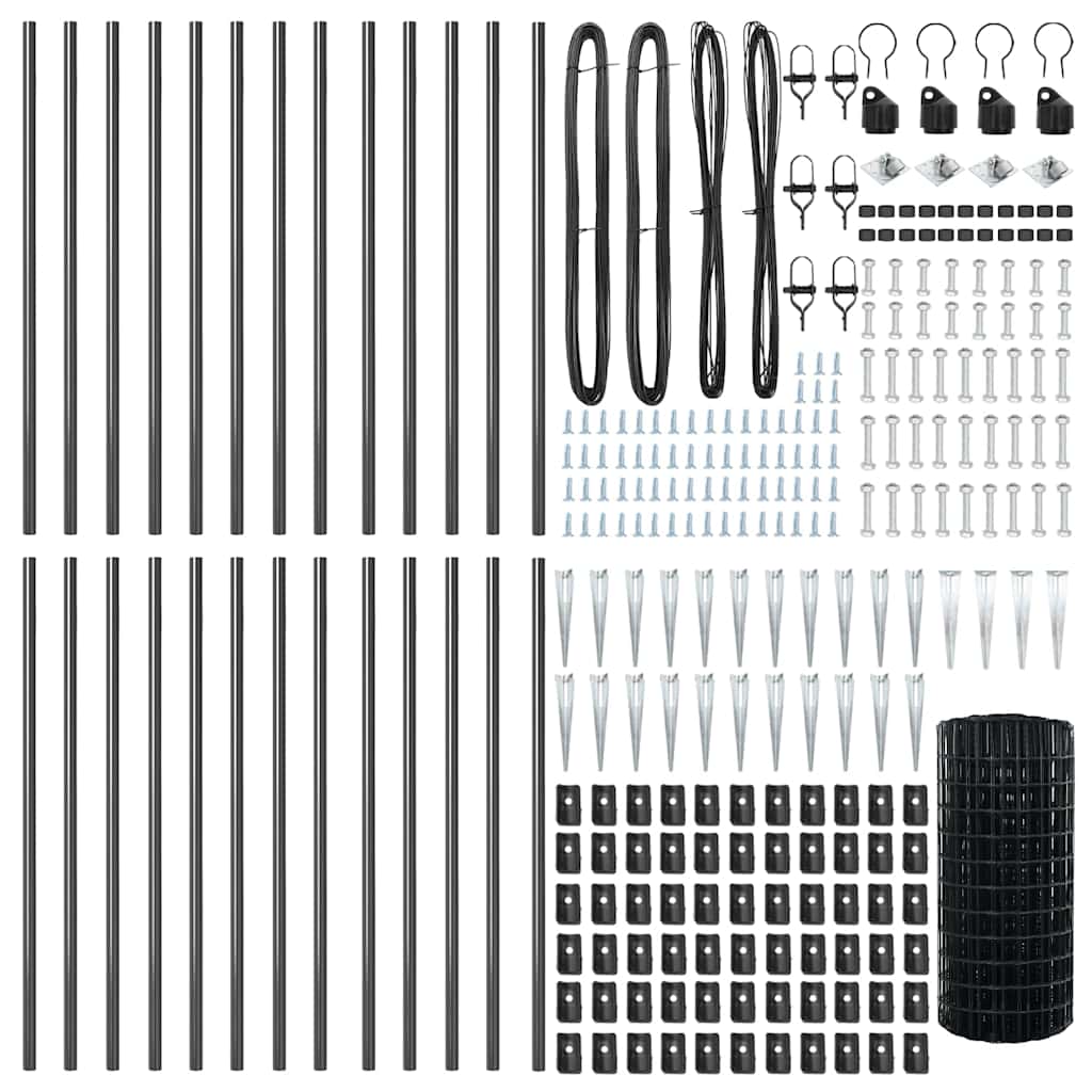 vidaXL Zaun mit Pfosten Grau 0,6 x 50 m Stahl - Image 5