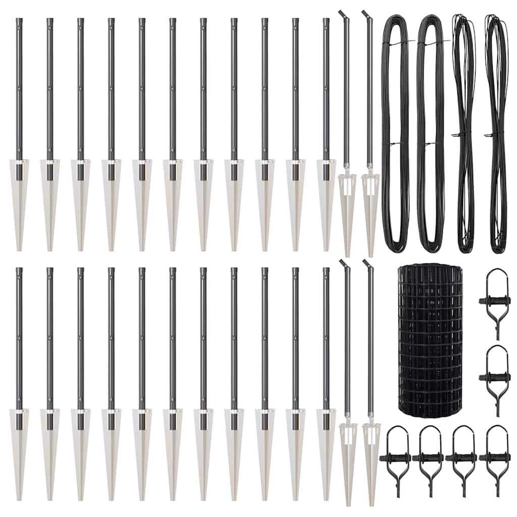 vidaXL Zaun mit Pfosten Grau 0,6 x 50 m Stahl - Image 4