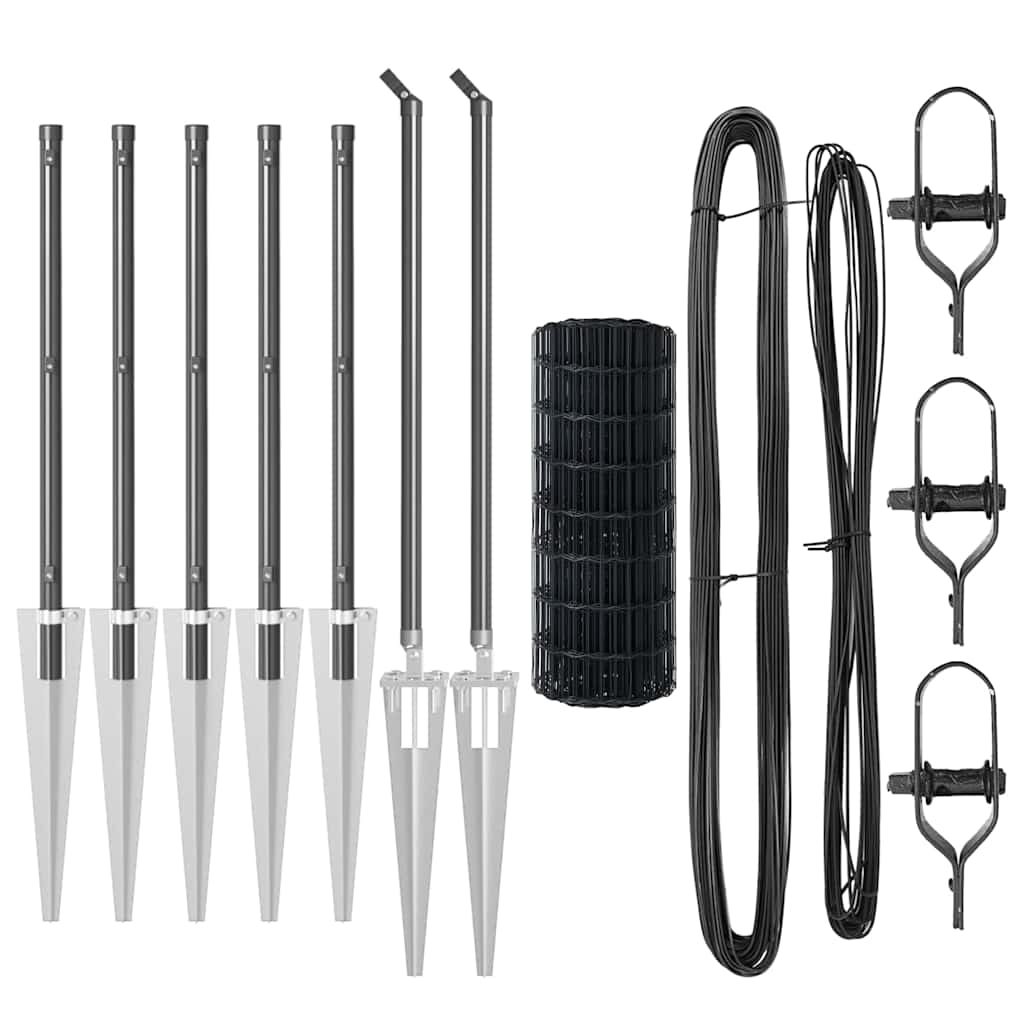 vidaXL Zaun mit Pfosten Grau 1 x 10 m Stahl - Image 4