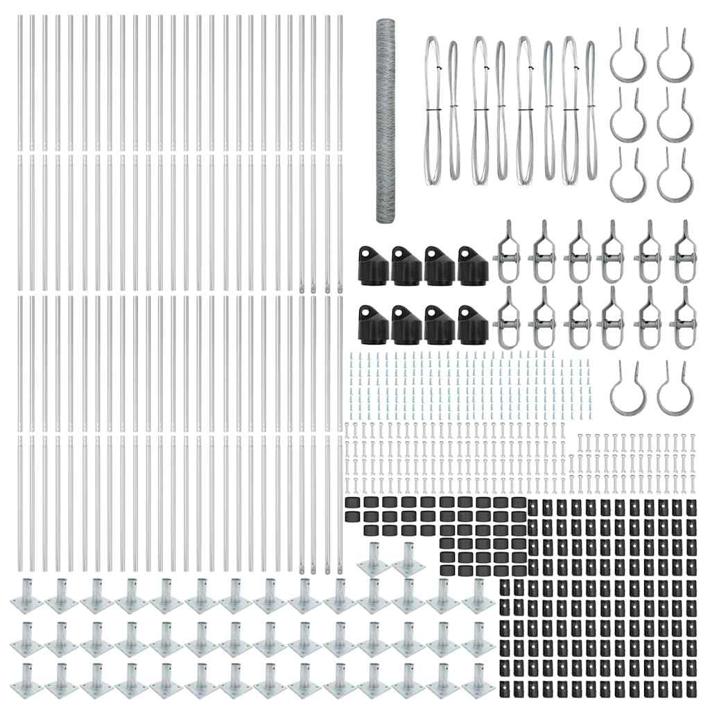 vidaXL Zaun mit Pfosten Silber 1,4 x 100 m PVC-beschichteter Stahl - Image 4