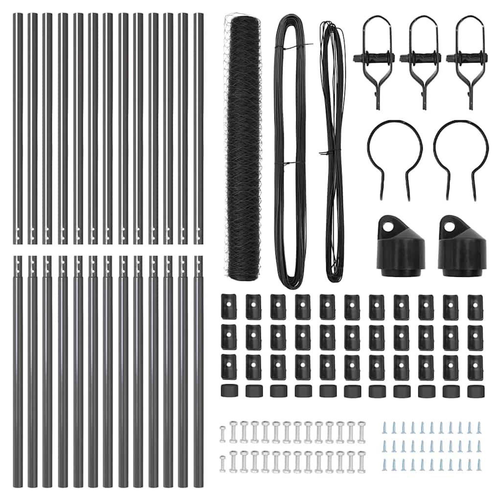 vidaXL Zaun mit Pfosten Grau 1 x 25 m PVC-beschichteter Stahl - Image 4